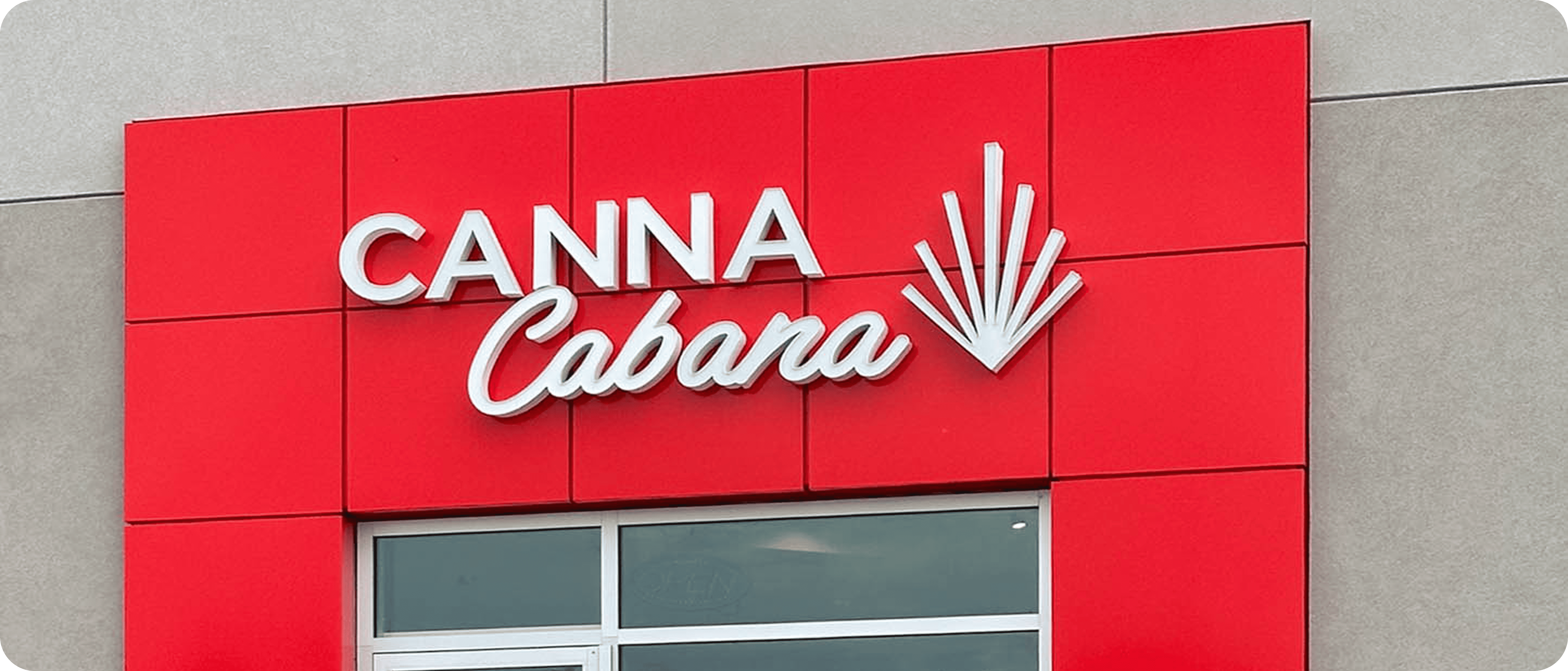 Canna Cabana retail storefront with red facade and white signage