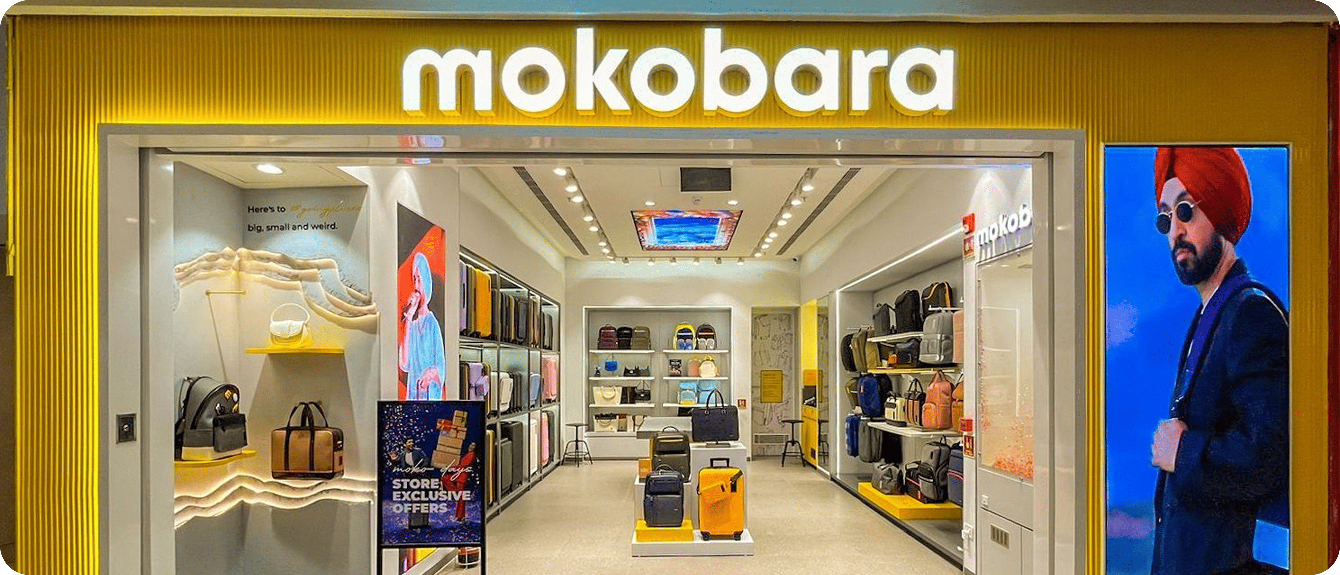 Mokobara retail store with luggage displays and brand signage
